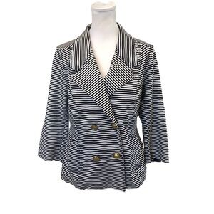 CAbi size M double breasted striped blazer. Nautical style, 3/4 sleeves